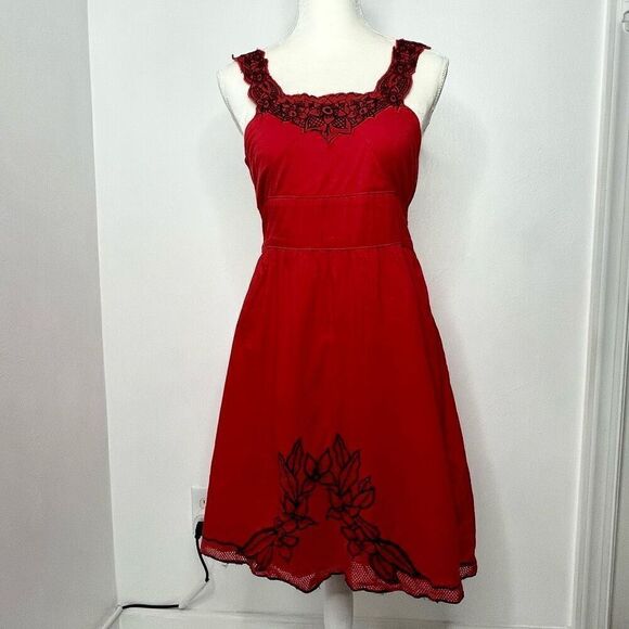 Free People La Isla Dress in Red/Black - Picture 1 of 11